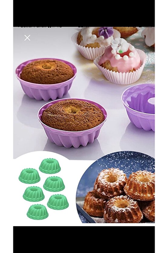 6 Adet Silikon Muffin Kek Kalıbı