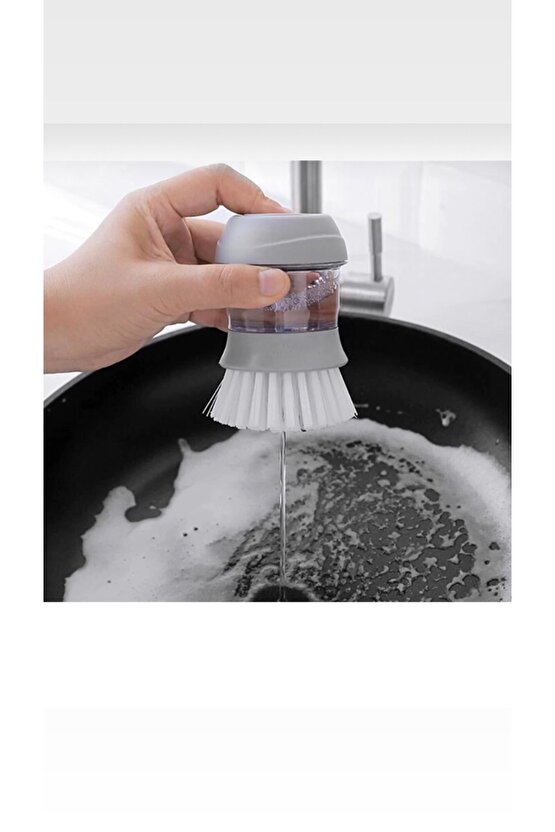 2 Adet Plastik Hazneli Üstten Basmalı Bulaşık Fırçası