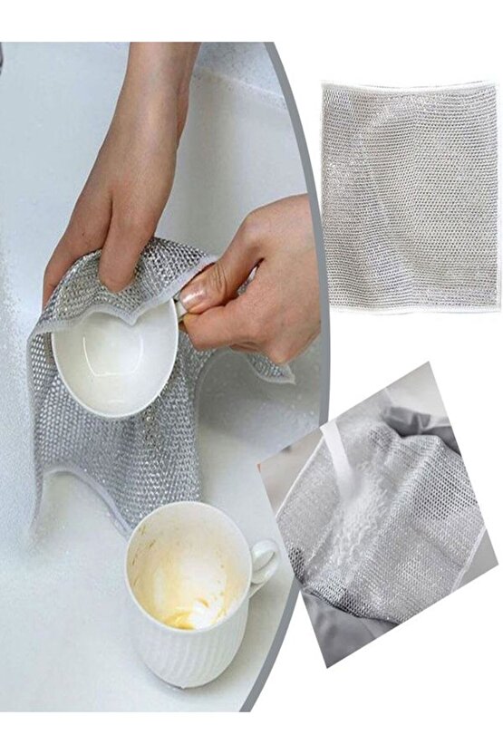 6 Adet Çok Amaçlı Tel Bulaşık Yıkama Bezi Yeni Çok Fonksiyonlu Çizilmez Bez Sihirli Bez Gri