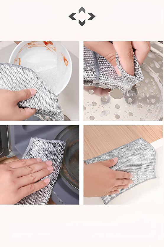 5 Adet Tel Bulaşık Bezi Çizmez Bulaşık Teli Çelik Bez 20x20 Çift Katmanlı