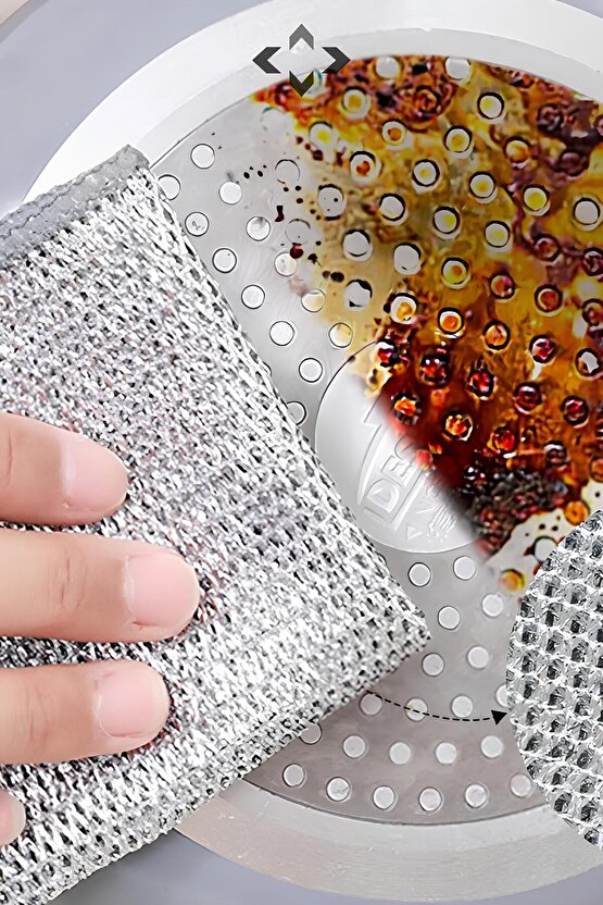 5 Adet Tel Bulaşık Bezi Çizmez Bulaşık Teli Çelik Bez 20x20 Çift Katmanlı