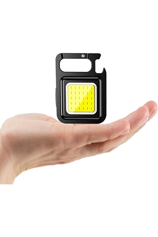 Metal Mini Led El Feneri Anahtarlık Su Geçirmez Mıknatıslı Şişe Açacağı Usb’li Şarjlı 800mah