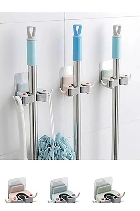 3 Adet Paspas Süpürge Fırça Ve Mop Askısı Sap Tutucu Mutfak Banyo Askı GODHLIFE-42