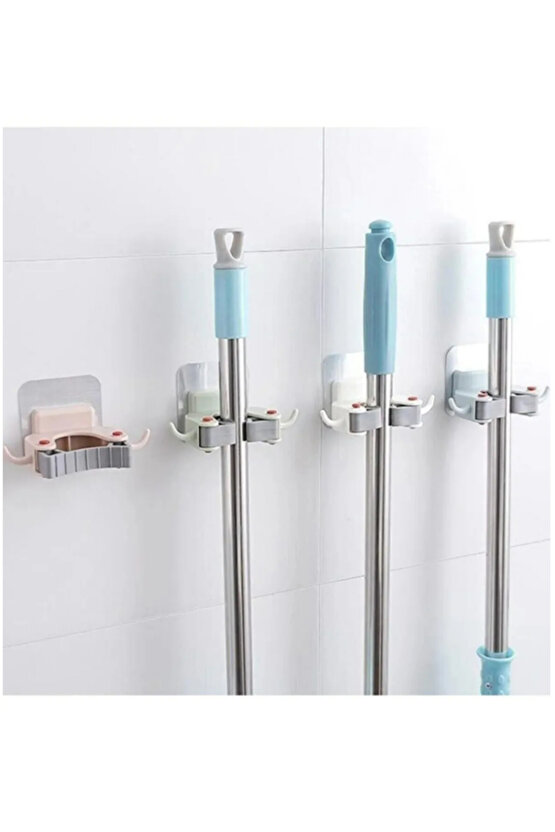 3 Adet Paspas Süpürge Fırça Ve Mop Askısı Sap Tutucu Mutfak Banyo Askı GODHLIFE-42