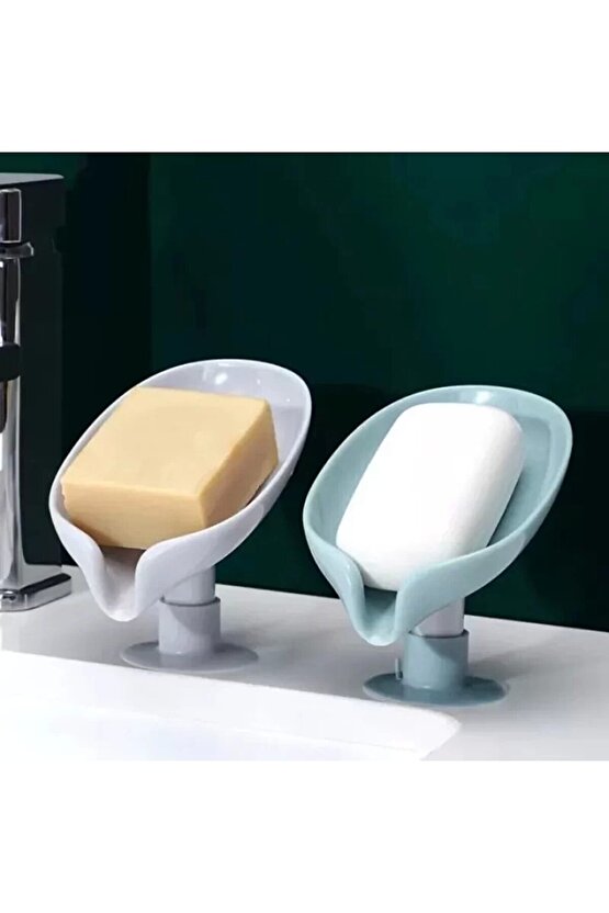 1 Adet Eğimli Katı Sabunluk | Vantuzlu Turkuaz Renk
