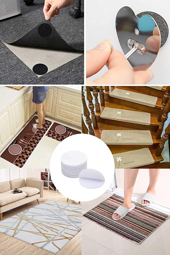 10 Adet Halı Kilim Koltuk Örtüsü Kaydırmaz Sabitleyici Cırt Yıkanabilir Kendinden Yapışkanlı Ped