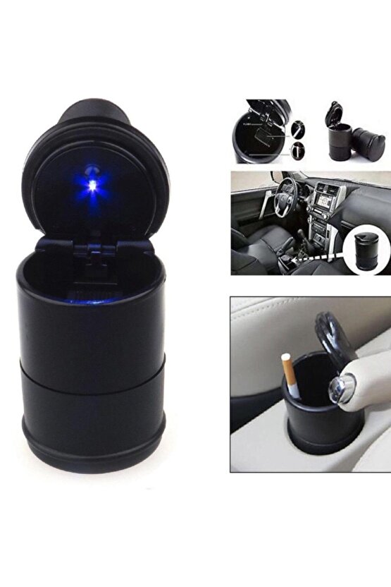 Led Işıklı Oto Araç Içi Küllük Araba Kül Tablası Kapaklı Kokusuz