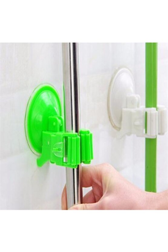 Beyaz Vantuzlu Fırça Ve Mop Tutucu