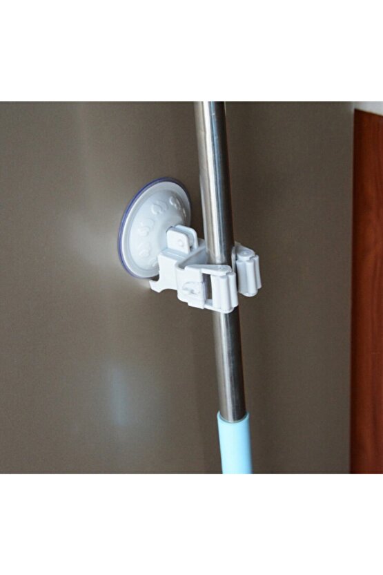 Beyaz Vantuzlu Fırça Ve Mop Tutucu