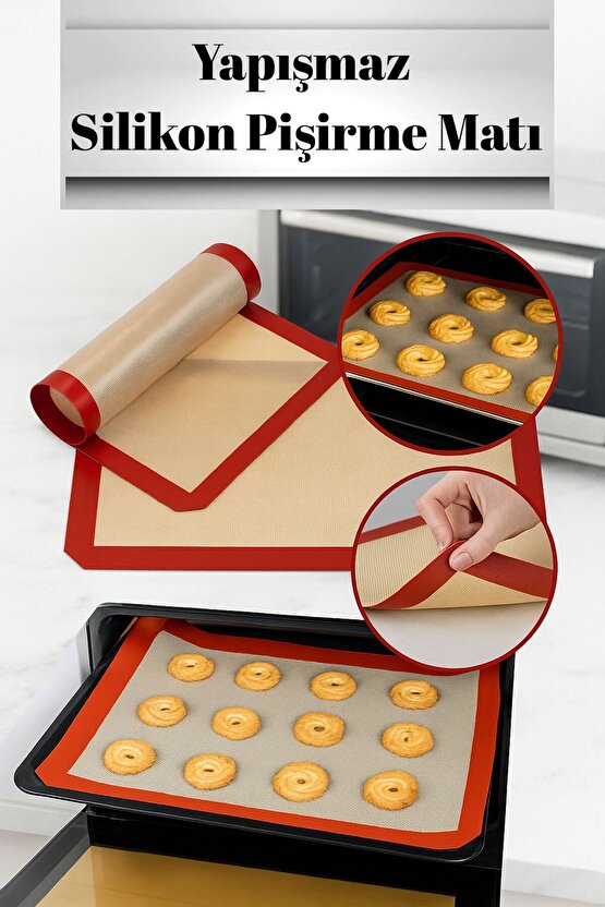 Yapışmaz Silikon Pişirme Matı Kurabiye ve Hamur Altlığı Fırın Kağıdı