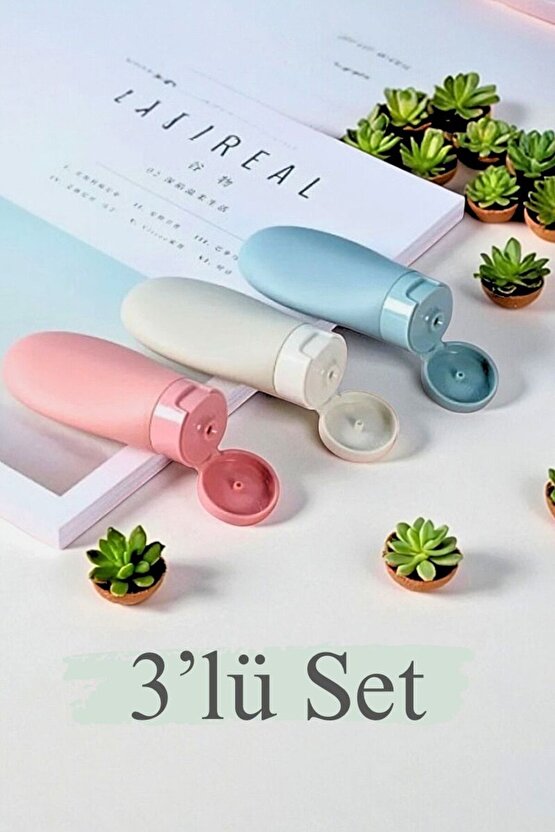 3’lü Silikon Sıvı Sabun & Şampuan Seyahat Şişesi 60 ml