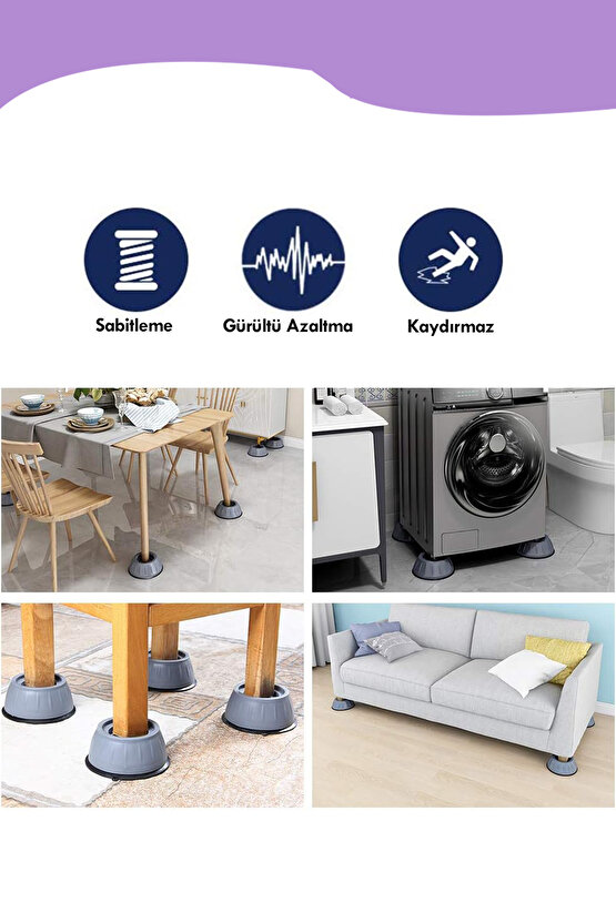 4lü Beyaz Eşya Altlığı Gürültü Titreşim Ses Önleyici Ayak Çamaşır Makinası Makine Altlığı makyaj