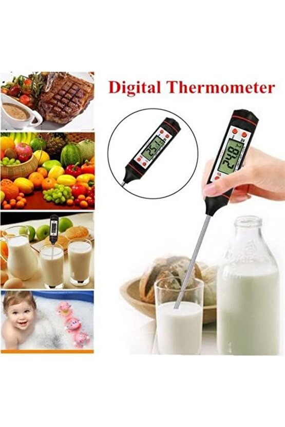 Aveo 1 Adet Gıda Termometresi Dijital Sıcaklık Derece Kutulu Et Süt Mama Yemek Isı Ölçer