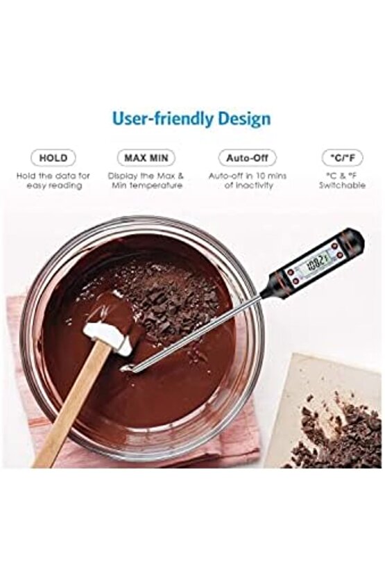 Aveo 1 Adet Gıda Termometresi Dijital Sıcaklık Derece Kutulu Et Süt Mama Yemek Isı Ölçer