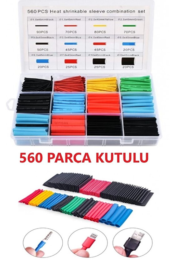 560 Adet Isıyla Daralan Makaron Seti Kablo Koruyucu Kablo Yalıtım Tamir