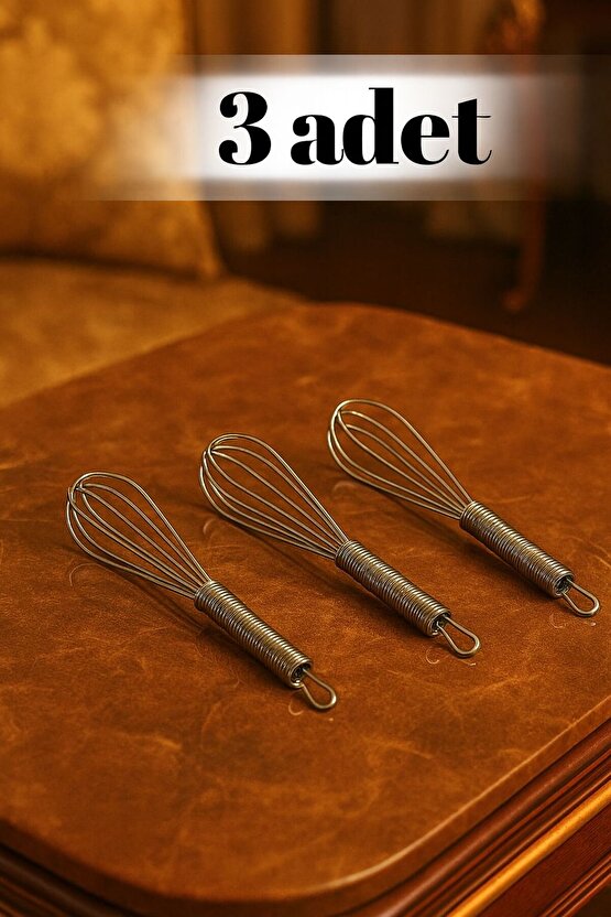 Mini Tel Çırpıcı 3’lü Set – Paslanmaz Çelik, Pratik Kullanım