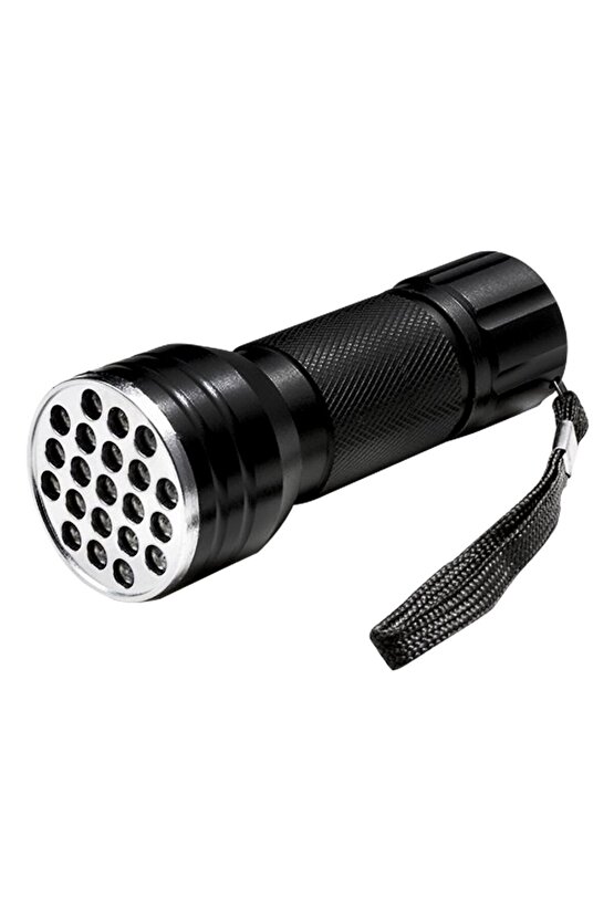 UV IŞINLI 21 LEDLİ 10 CM METAL KASA PİLLİ EL FENERİ (81)