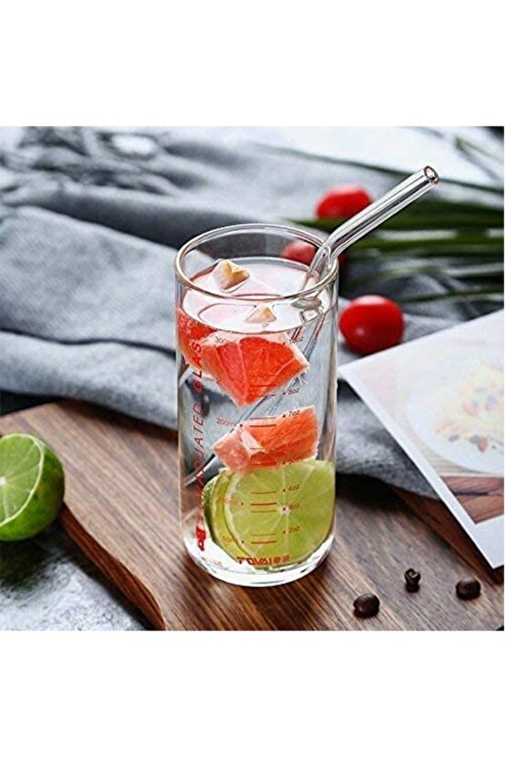 Eğik Cam Pipet,kırılmaz Kalın Cam Yıkanabilir Eğimli Cam Pipet (6 Adet)