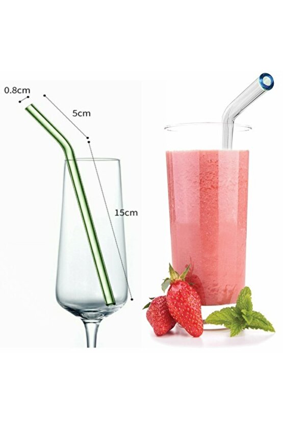 Eğik Cam Pipet,kırılmaz Kalın Cam Yıkanabilir Eğimli Cam Pipet (6 Adet)