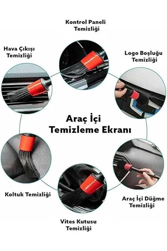 Tafce Oto Detay Fırçası Seti 5Li Kaliteli Detaylı Farklı Boyutlar, Premium Seri 5Li Araba Fırçası