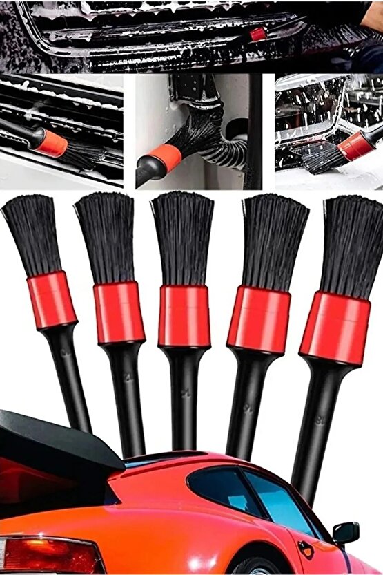 Oto Detay Fırçası Seti 5li Kaliteli Detaylı Farklı Boyutlar,5li Araba Fırçası