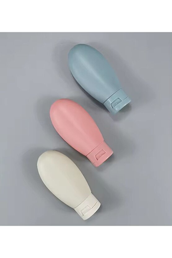 Aveo 3 Adet MAVI RENK Seyahat Tipi Doldurulabilir Şampuan Duş Jeli Sprey Losyon Şişe Krem Kutu 60 Ml