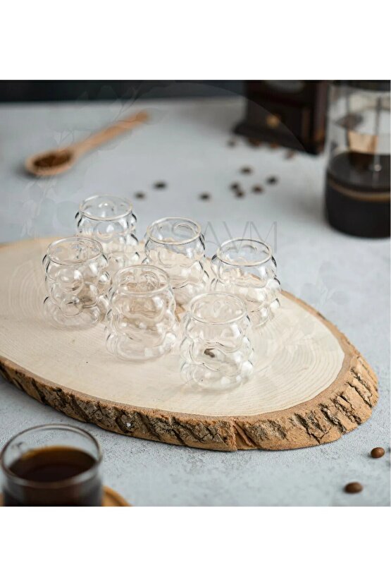 6lı Üzüm Bardak Seti, Bubble Bardak, Bulut Bardak, Kahve Yanı Sunum Bardağı