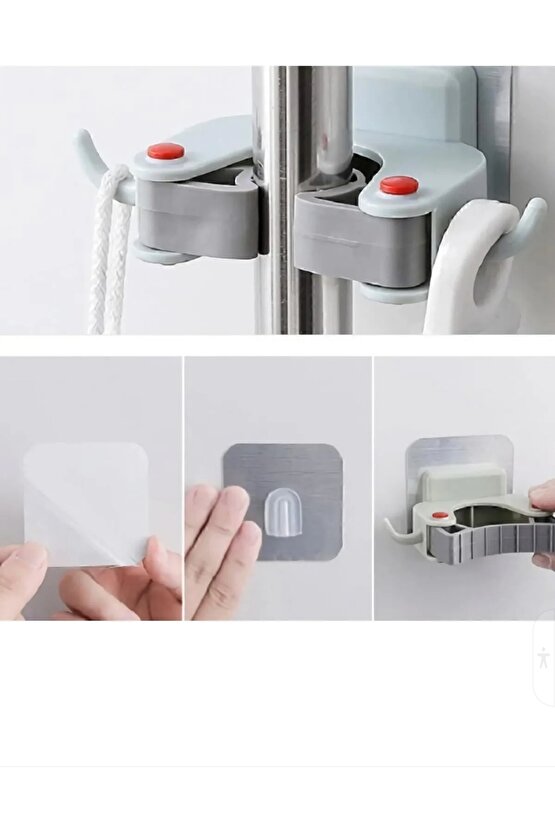 Mop Tutucu Sihirli Fırça Sapı Tutucu Alkano Sihirli Tutacak Pratik Duvar Askı Aparatı 1 (ADETT)