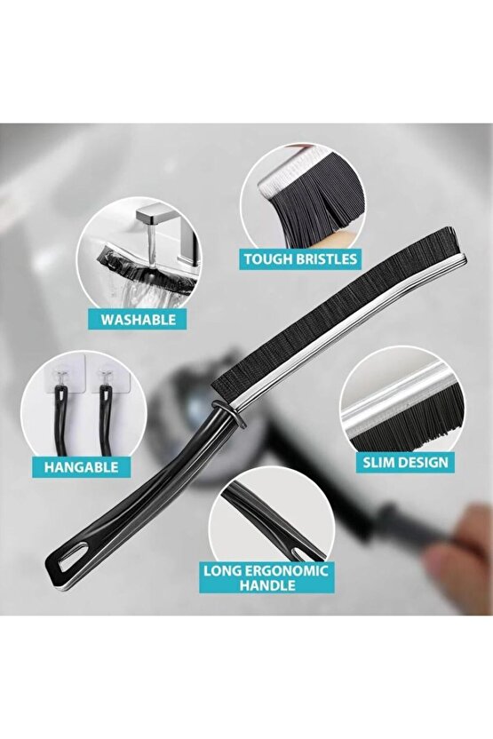 3 Adet Çok Amaçlı Ince Temizlik Fırçası - Derz Arası Banyo Mutfak Lavabo Detay Temizleme Fırçası
