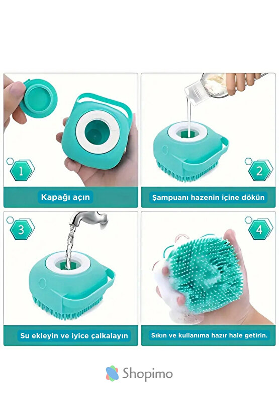 Hazneli Silikon Banyo Kesesi - Şampuan Hazneli Seyahat Tipi Masaj Fırçası