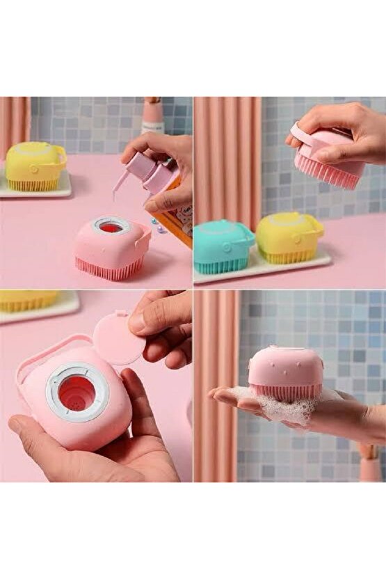 Şampuan Hazneli Silikon Peeling Duş Fırçası Banyo Duş Kesesi Sabun Jel Hazneli Masaj Fırçası 2 ADET