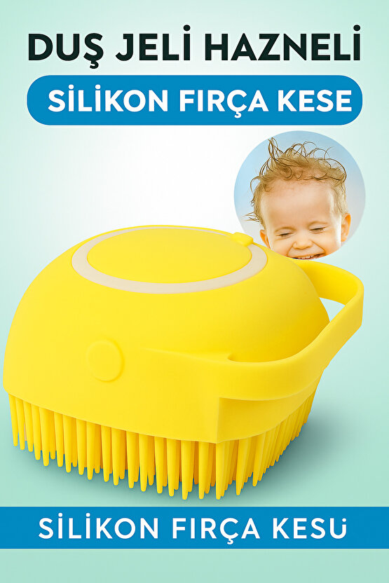 Duş Jeli Hazneli Silikon Fırça Kese Çok Amaçlı Vücut Temizleme Kesesi Banyo Lifi