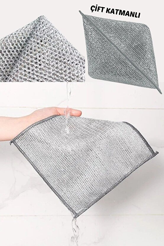 4Lü Zor Kir Bezi, Inox Telli, Bulaşık Teli Bezi, Mutfak Banyo Bezi, Çok Amaçlı Temizlik Bezi