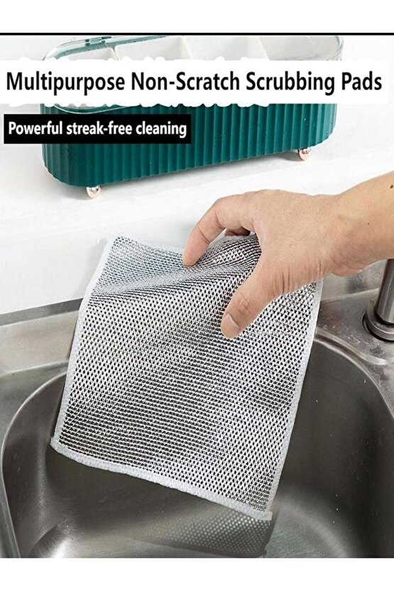 6 Adet Tek Katlı Çok Amaçlı Tel Bulaşık Yıkama Bezi Çok Fonksiyonlu Çizilmez Sihirli Bez 6 Lı Paket