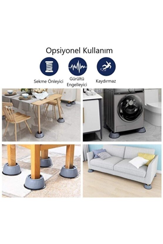 Gri Çamaşır Makinesi Titreşim Engelleyici Stoper 4 Lü Set
