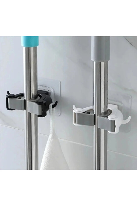 3 Adet Çok Amaçlı Paspas ,Süpürge, Fırça Ve Mob Askısı Sap Tutucu Mutfak ve Banyo Askısı Set