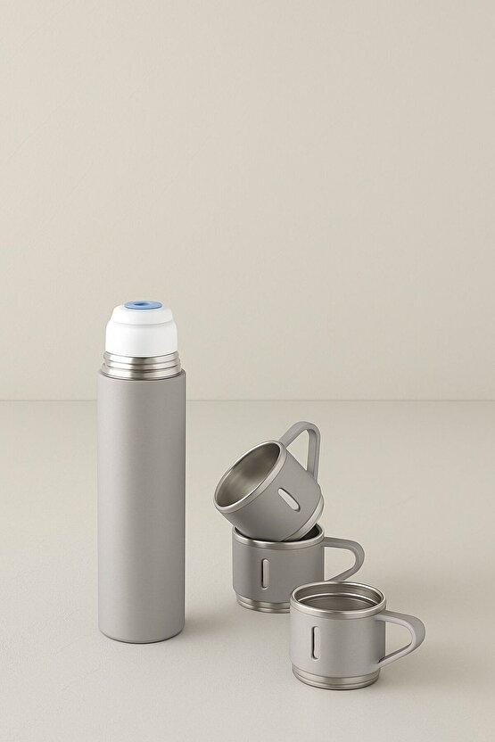 500 ml 3 Parça Paslanmaz Çelik Termos – GRİ