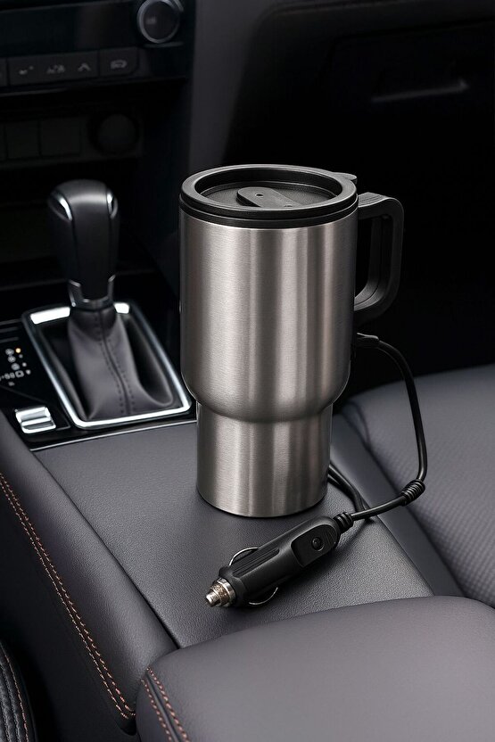 12v Araç Içi Elektrikli Su Isıtıcı Termos Bardak Paslanmaz Çelik- 450 ml