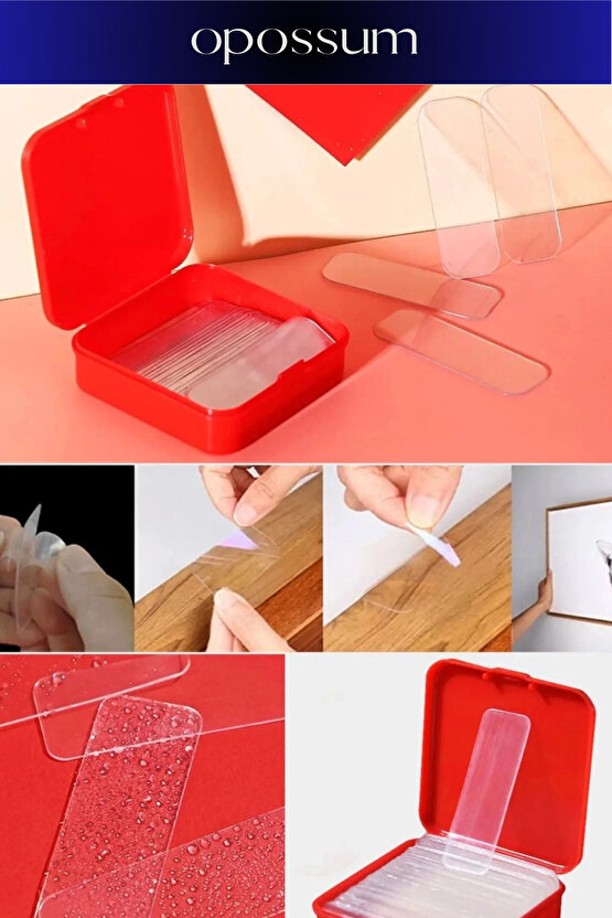 Özel Üretim Süper Güçlü Kolay Çıkarılabilir Çok Amaçlı 60 Parça Çift Taraflı Şeffaf Bant 1 Adet