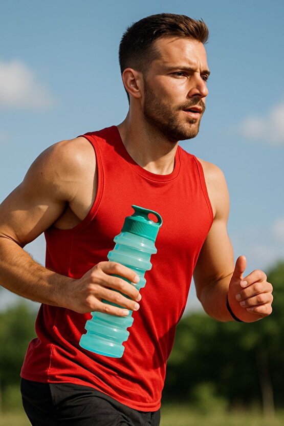 750 ml Renkli Kapaklı Plastik Sporcu Su Matarası – Taşınabilir Şeffaf Matara-kırmızı