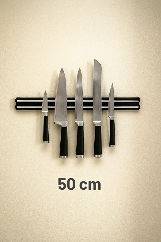 50 cm Mıknatıslı Bıçak Tutucu Askı – Duvar Tipi Manyetik Bıçak Satır Standı Organizer