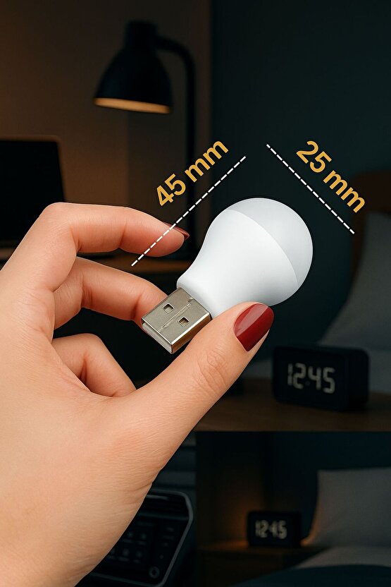 USB Mini Ampul Gece Lambası – 5V 1A Tak Çalıştır Taşınabilir Işık