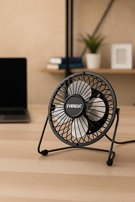 USB Bağlantılı Sessiz Masaüstü Mini Vantilatör – Metal Gövdeli Taşınabilir Fan