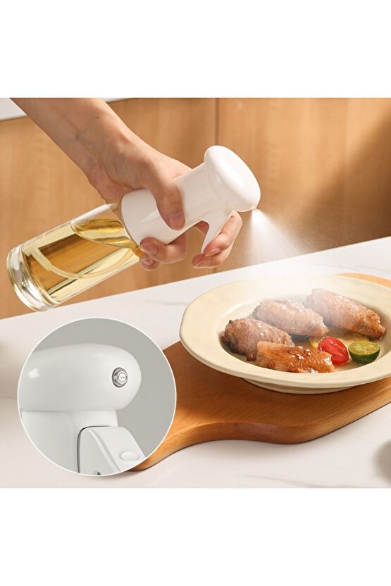 Sprey Yağdanlık Airfryer Için Yağdanlık Püskürtmeli Sprey Cam Şişe Zeytinyağı Sirke Püskürtücü 200Ml