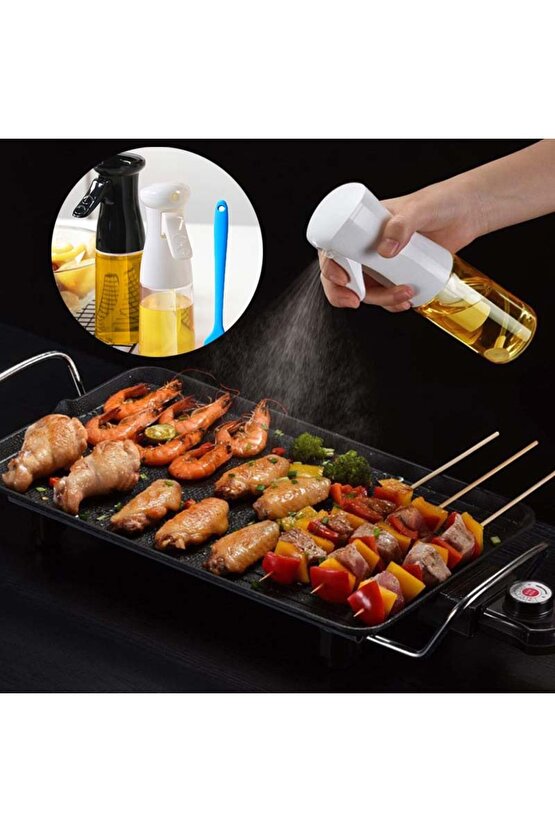 Sprey Yağdanlık Airfryer Için Yağdanlık Püskürtmeli Sprey Cam Şişe Zeytinyağı Sirke Püskürtücü 200Ml