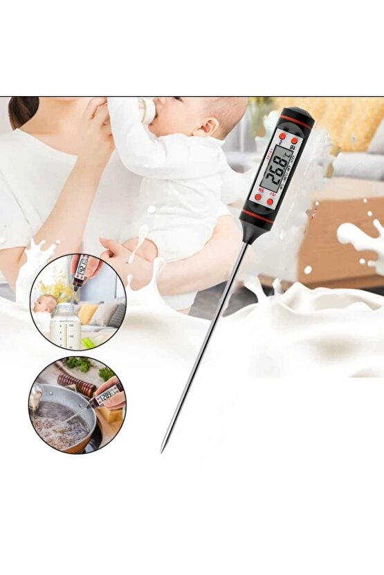 Daldırma Tipli Süt Mama Yoğurt Çorba Mayalama Dijital Mutfak Gıda Yemek Termometresi