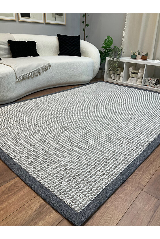 Kumaş Bordür Gri Bukle Gri Bordür  Halı Salon Koridor Mutfak Çocuk Odası Halısı  Kilim S268