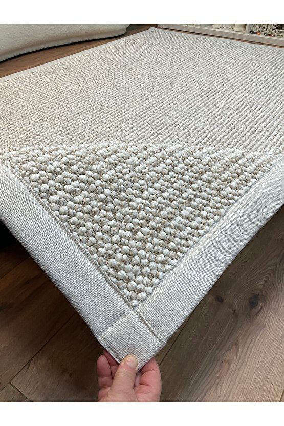 Kumaş Bordür Bej Bukle Krem Bordür  Halı Salon Koridor Mutfak Çocuk Odası Halısı  Kilim S266