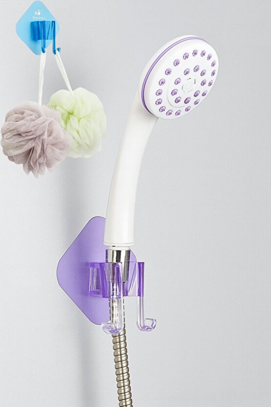 Yapışkanlı Duş Başlığı Tutucu ve Lif Askılığı – Deliksiz Duvar Tipi Banyo Aparatı