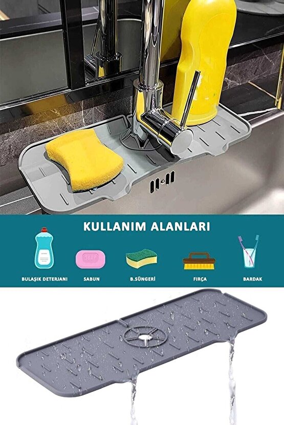 Musluk Matı Tezgah Çürüme Önleyici Silikon Musluk Lavabo Bulaşık Süngeri Matı